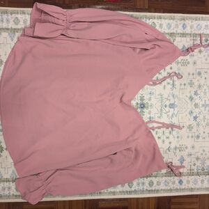 YOINS' Pink V-Neck Blouse with Tie Sleeves. Size XL